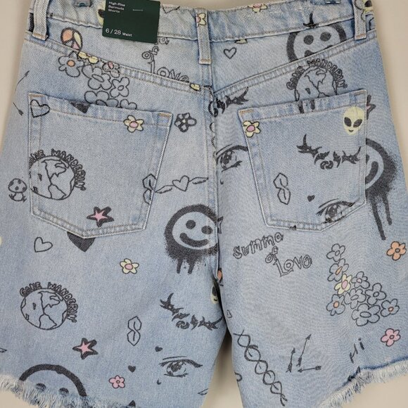 Wild Fabel High-Rise Doodle Bermuda Shorts Size 6 - Picture 5 of 9